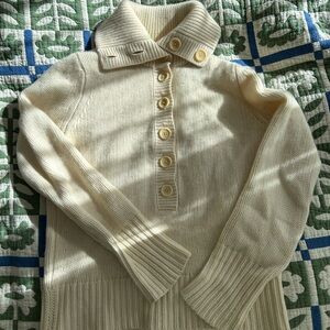 Thick cashmere versatile collar cream sweater